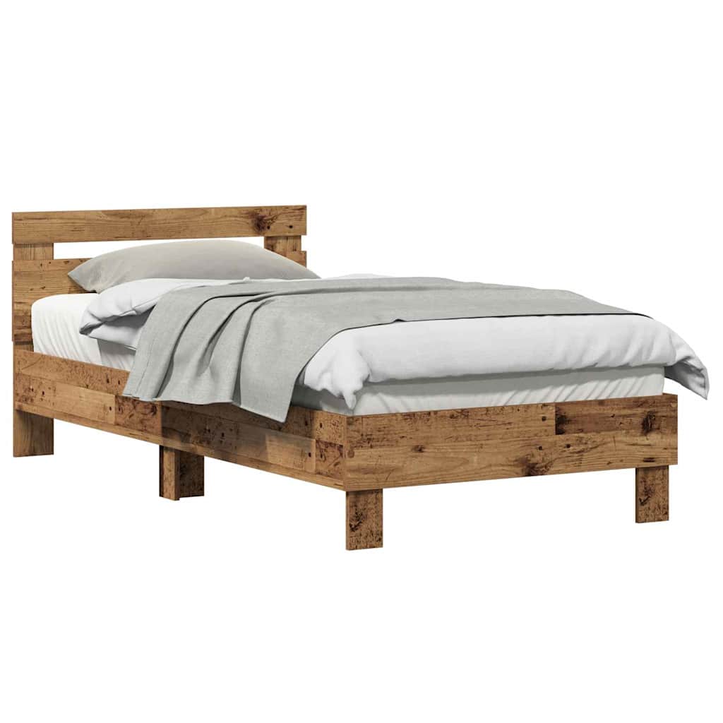 Bed Frame with Headboard Old wood 90 x 190 cm Engineered Wood